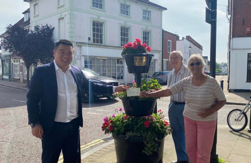 Local MP Alan Mak donated £250 to the Emsworth in Bloom local community project