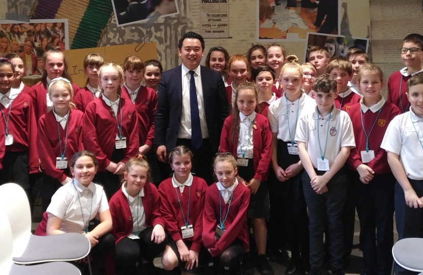 Local MP Alan Mak showed students from Purbrook Junior school around Parliament