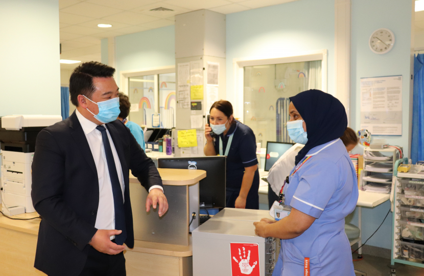 Alan met staff working at the QA Hospital on his latest visit. 