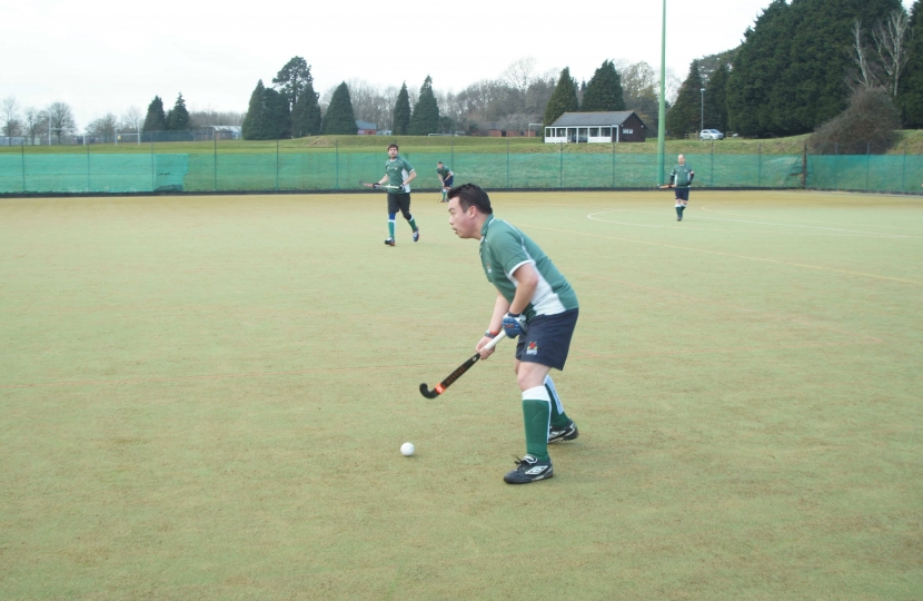 Photo – Alan Mak MP makes his debut for Havant Hockey Club versus Poole