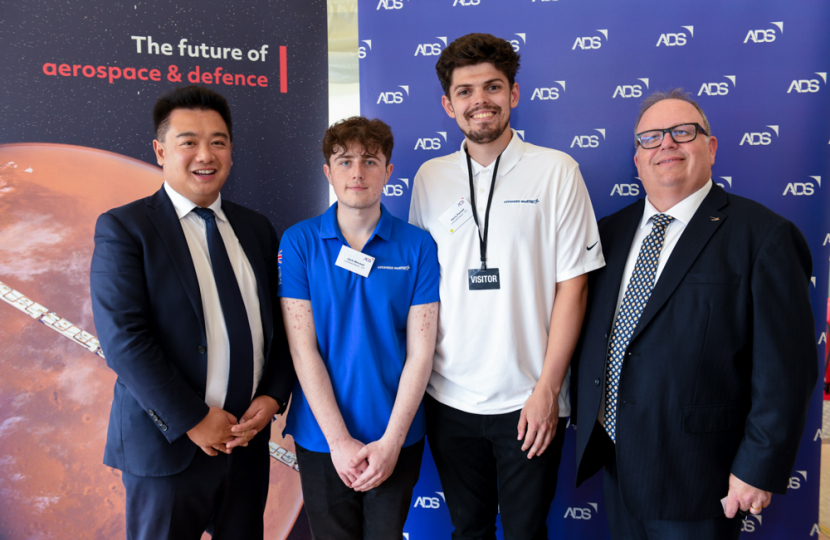 Local MP Alan Mak met apprentices Jack Mitchell and Henry Parnell along with CEO of Lockheed Martin UK Paul Livingston