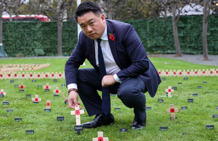 Local MP Alan Mak plants cross in Parliament's Garden of Remembrance to honour Havant Constituency's fallen