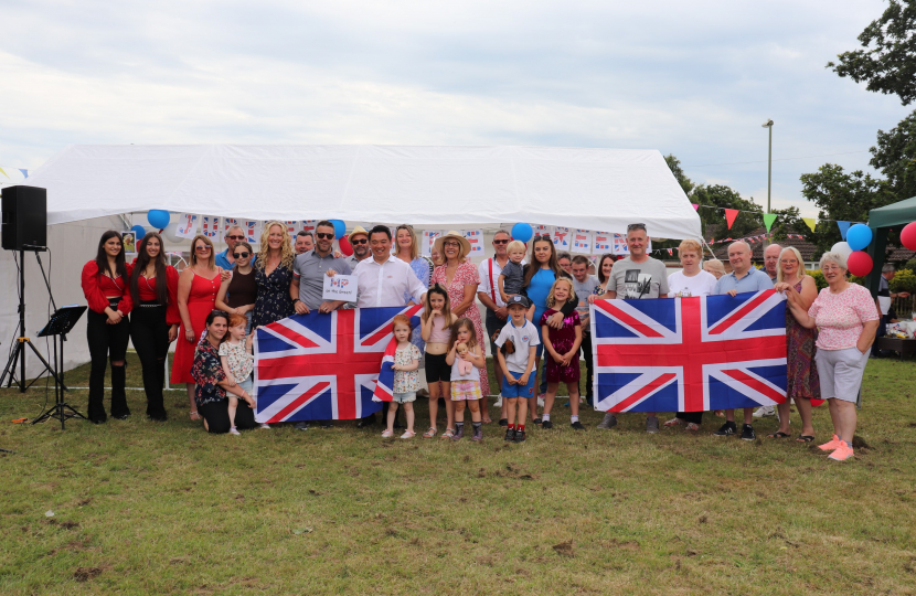 Photo Caption: Local MP Alan Mak attended 11 street parties in the Havant Constituency, including one in Emsworth hosted by Mark and Amy [1]