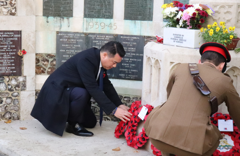 Local MP Alan Mak lays a wreath at the Havant War Memorial [1] and gives a reading inside St. Faith’s Church.