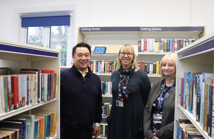 Local MP Alan Mak visits Emsworth Library after leading campaign to save it from closure