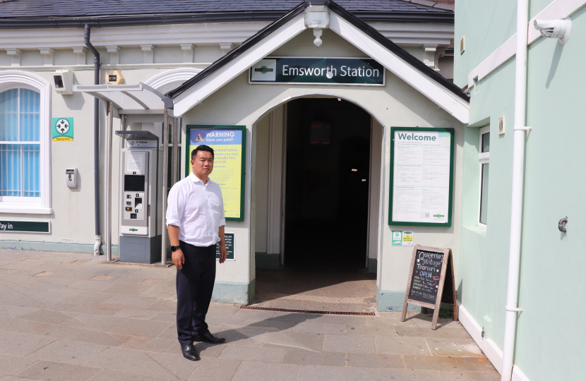 Alan Mak MP at Emsworth Station.