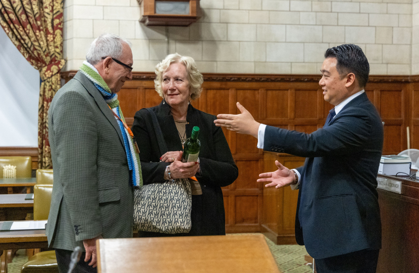 Local MP Alan Mak presents Havant couple with surprise wedding anniversary gift during Parliament visit