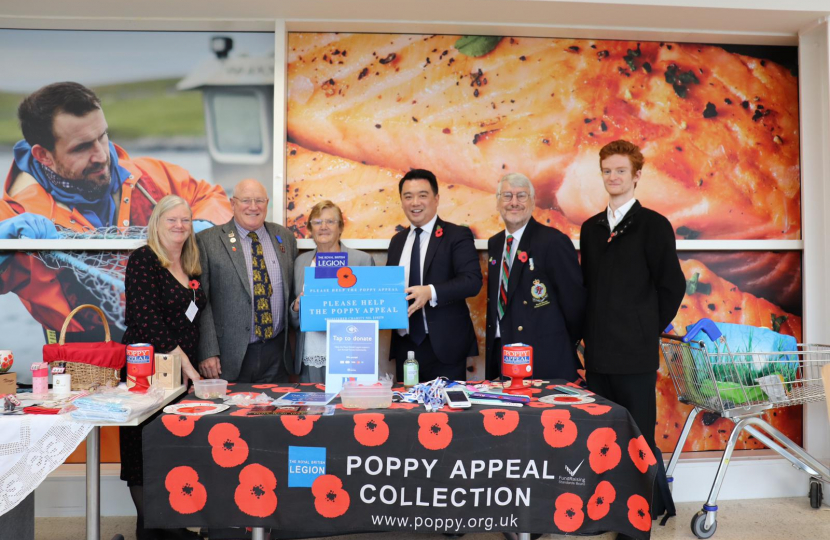 Local MP Alan Mak launches the Havant Poppy Appeal at TESCO on Solent Road 