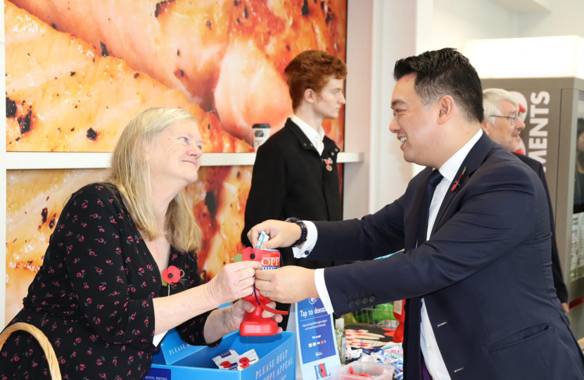 Local MP Alan Mak launches the Havant Poppy Appeal at TESCO on Solent Road 