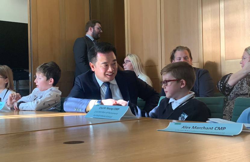 Local MP Alan Mak met local schoolboy Charlie Young in Parliament