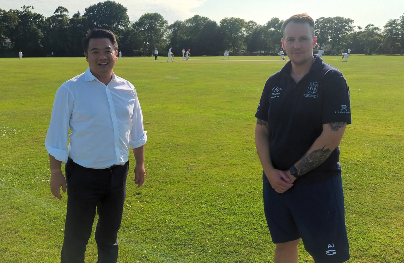 Local MP Alan Mak visits Hayling Island Cricket Club to help celebrate 125th anniversary 