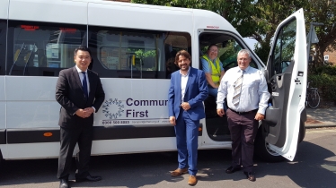 Alan Mak MP with Community First Chief Executive Tim Houghton and some of the team