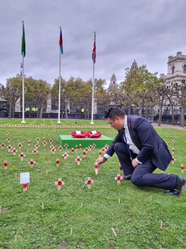 Local MP Alan Mak planted his stake in the Constituency Garden of Remembrance in New Palace Yard on the Parliamentary Estate 