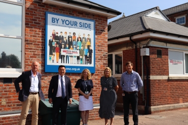 Alan Mak MP met staff at the RNRMC outside their offices at HMS Excellent on Whale Island