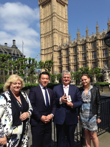 Local MP Alan Mak welcomes Paris to Hayling Cycle Ride founder Peter McQuade MBE to Parliament