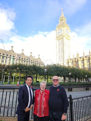 Local MP Alan Mak welcomes Mayor of Havant Borough Cllr Rosy Raines and consort Graham Raines MBE to Parliament