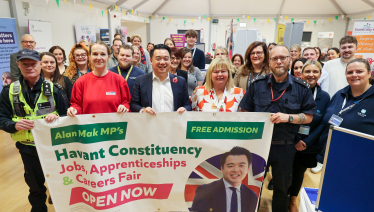 Local MP Alan Mak hosts successful 9th annual Havant Constituency Jobs, Apprenticeships and Careers Fair at Bedhampton Community Centre