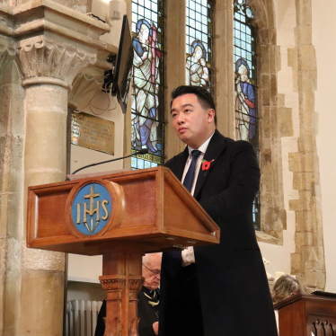 Local MP Alan Mak gives a reading at a Remembrance Sunday Service inside St Faiths Church.