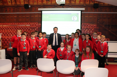 Photo: Local MP Alan Mak meets Trosnant Federation Pupils in Westminster for a tour of Parliament and a Q&A session.