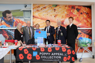 Local MP Alan Mak launches the Havant Poppy Appeal at TESCO on Solent Road 