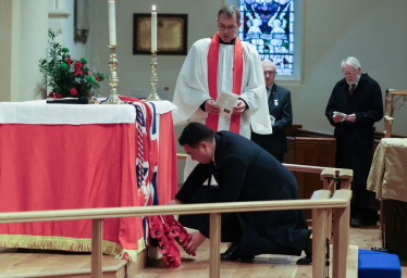 Local MP Alan Mak takes part in Remembrance Sunday service at St James' Church in Emsworth